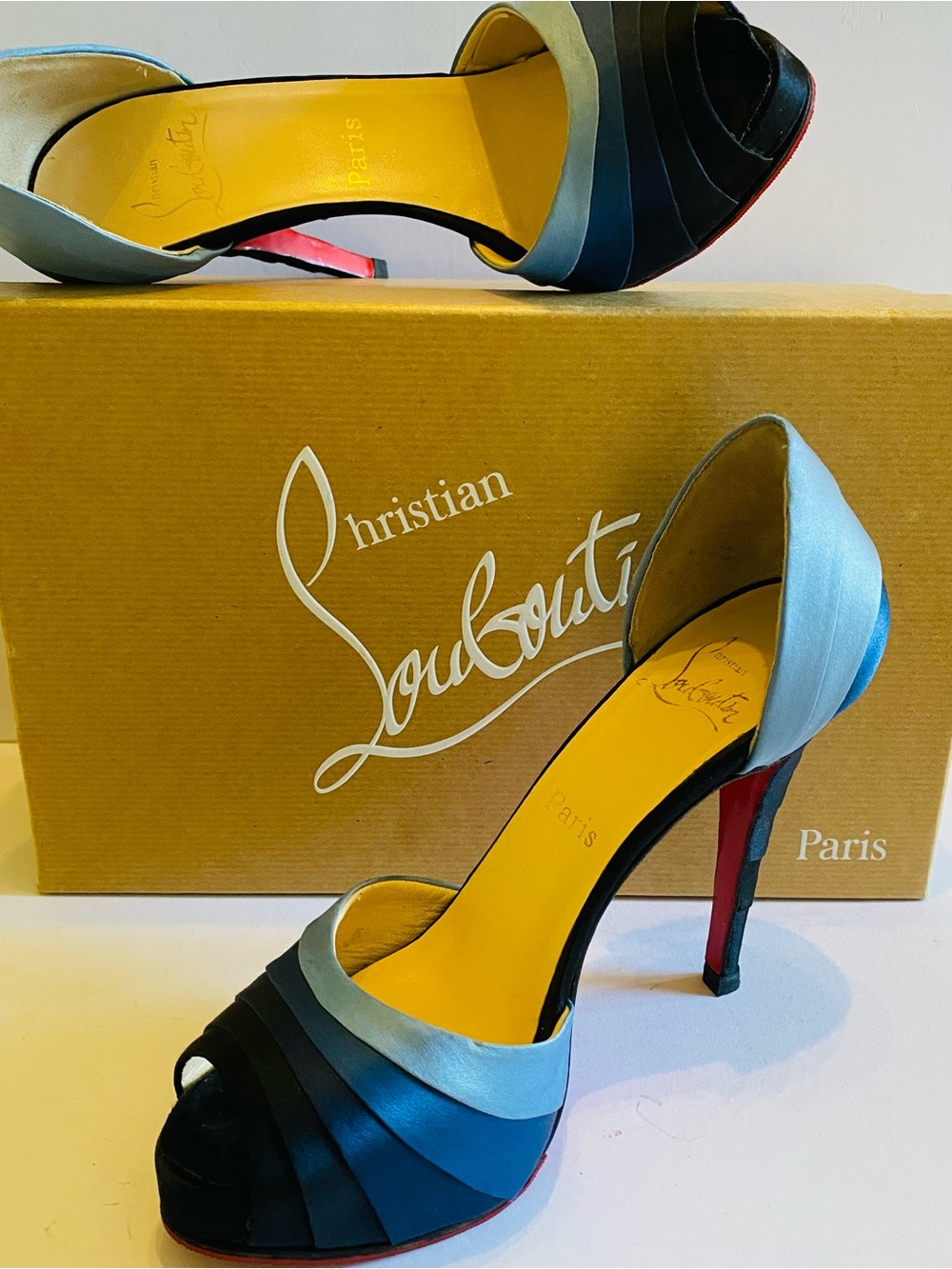 🛍️Christian Louboutin Authentic Armadillo D'Orsay Pleated Satin Peep Toe Pumps